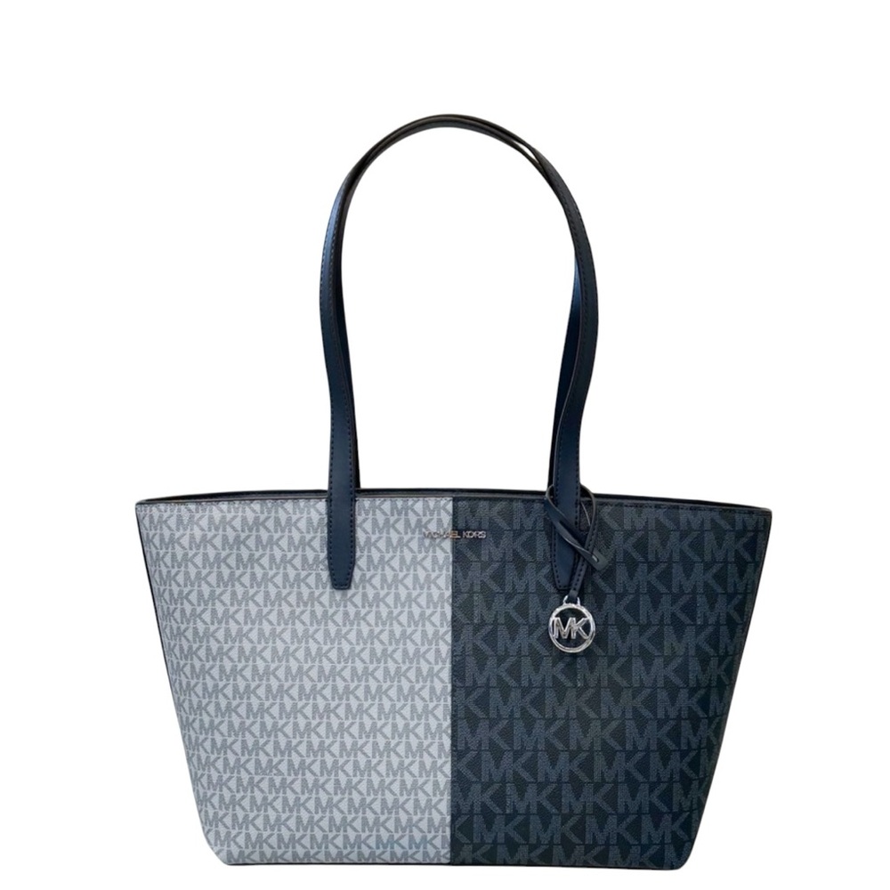 Michael Kors Jet Set Travel Medium Zip Top Tote Shoulder Bag MK Navy Multi
